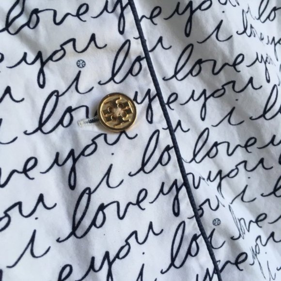 Tory Burch “I Love You” Buttoned Sleepshirt Size Small - Picture 3 of 10